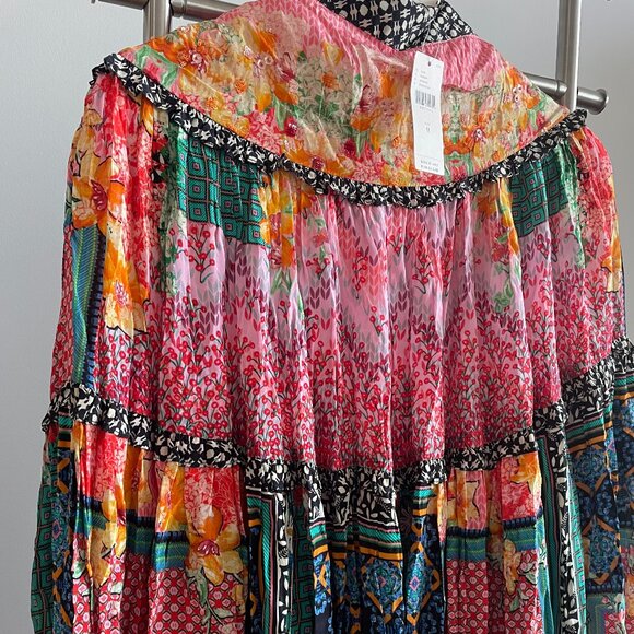 Anthropologie Celina Tiered Maxi Skirt Floral Patchwork Bhanuni Jyoti sz 0 - Picture 4 of 5